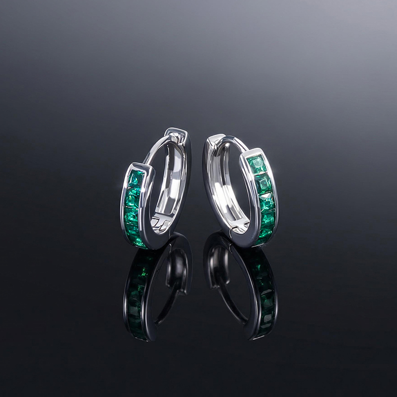 Multicolor Baguette Cut Hoop Earring