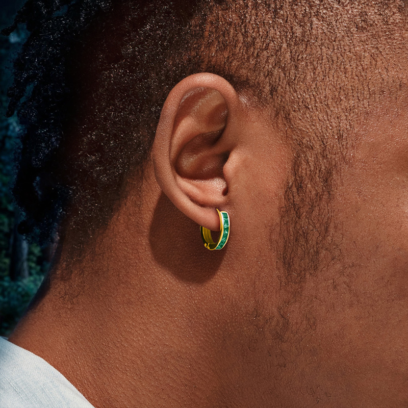 Multicolor Baguette Cut Hoop Earring