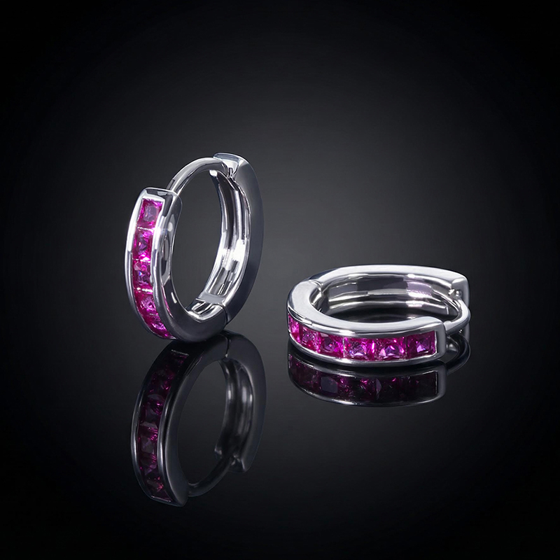 Multicolor Baguette Cut Hoop Earring