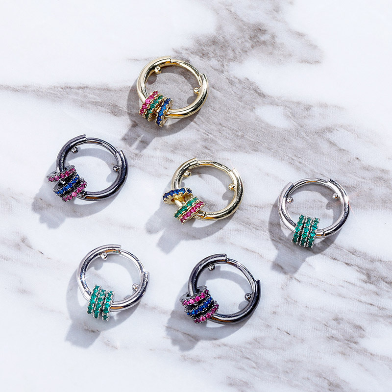 Colorful Iced Circle Hoop Hanging Earrings