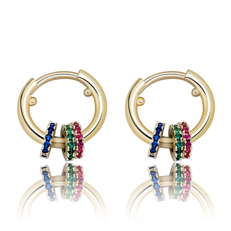 Colorful Iced Circle Hoop Hanging Earrings