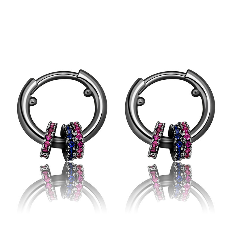 Colorful Iced Circle Hoop Hanging Earrings