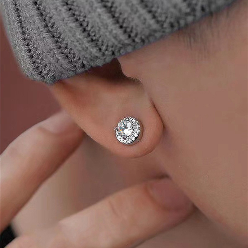 Black & White Diamonds  Magnetic Earring