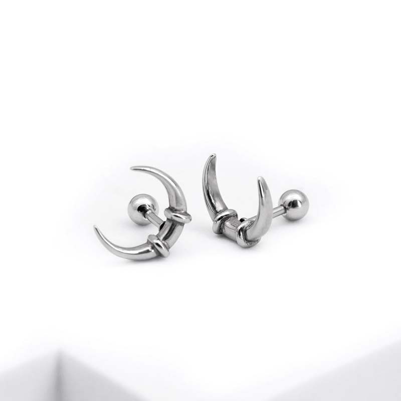 Moon Earrings in White Gold