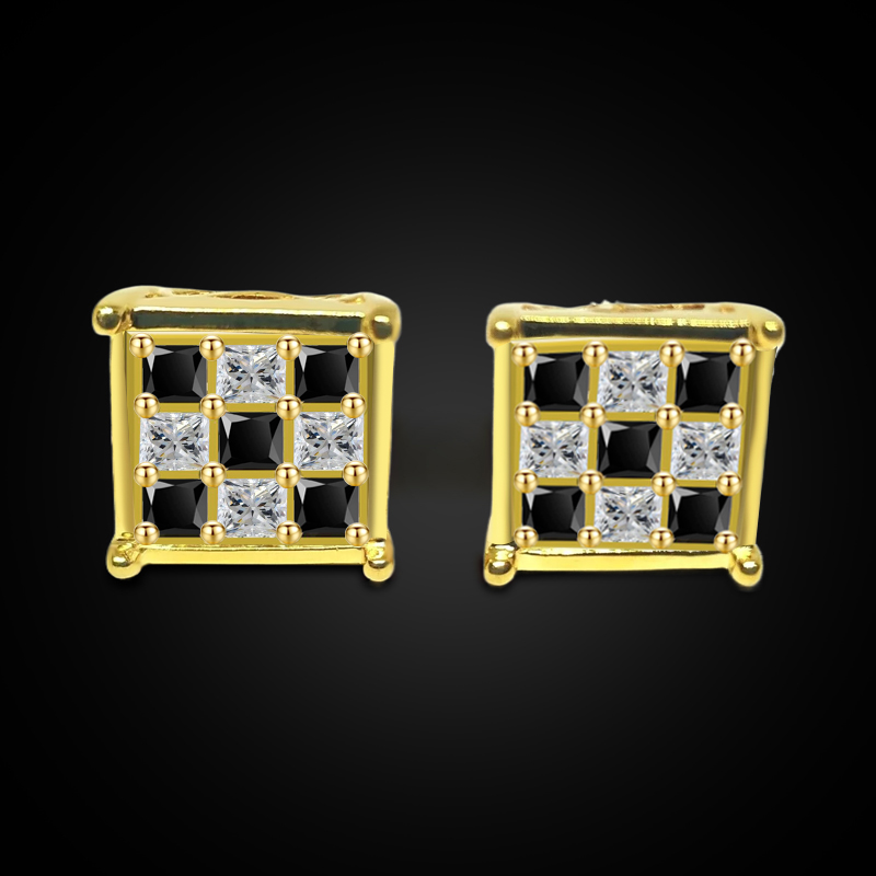 Iced Out Checkerboard Earrings for Men