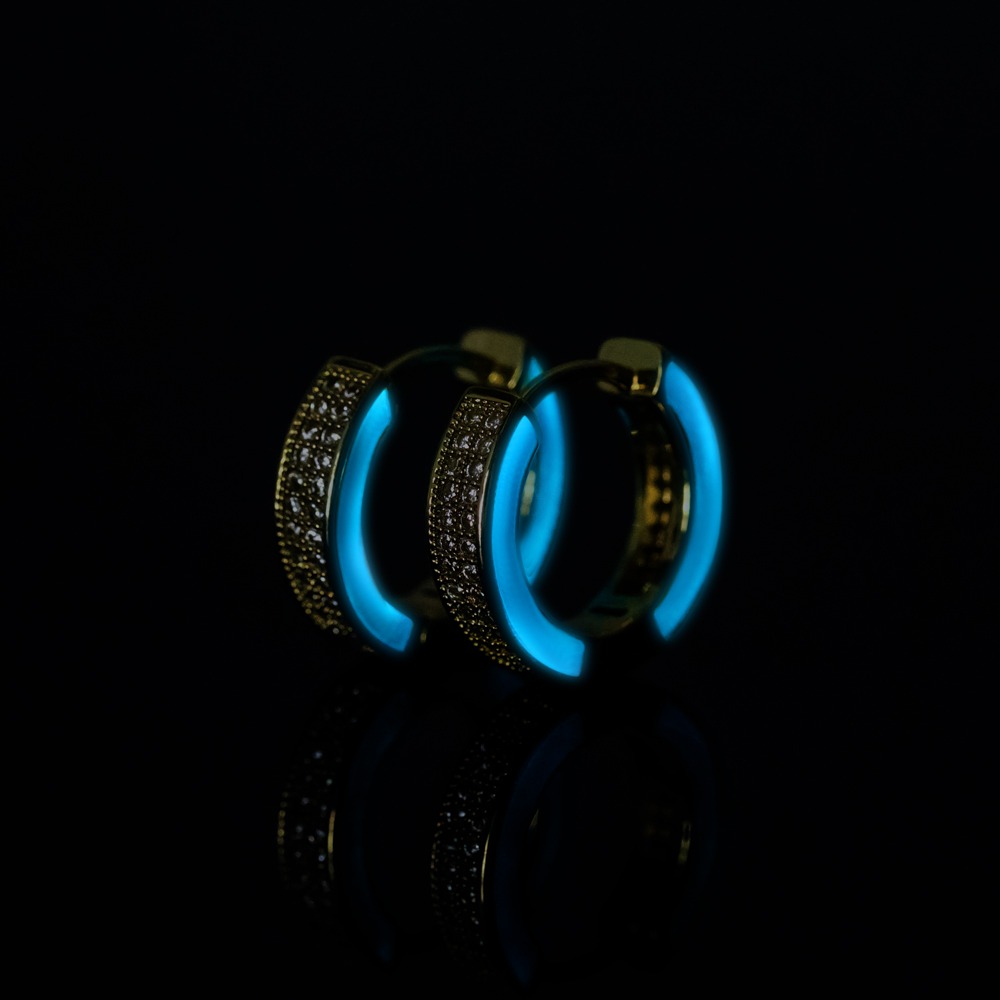 Aquamarine Enamel Glowing Hoop Earrings