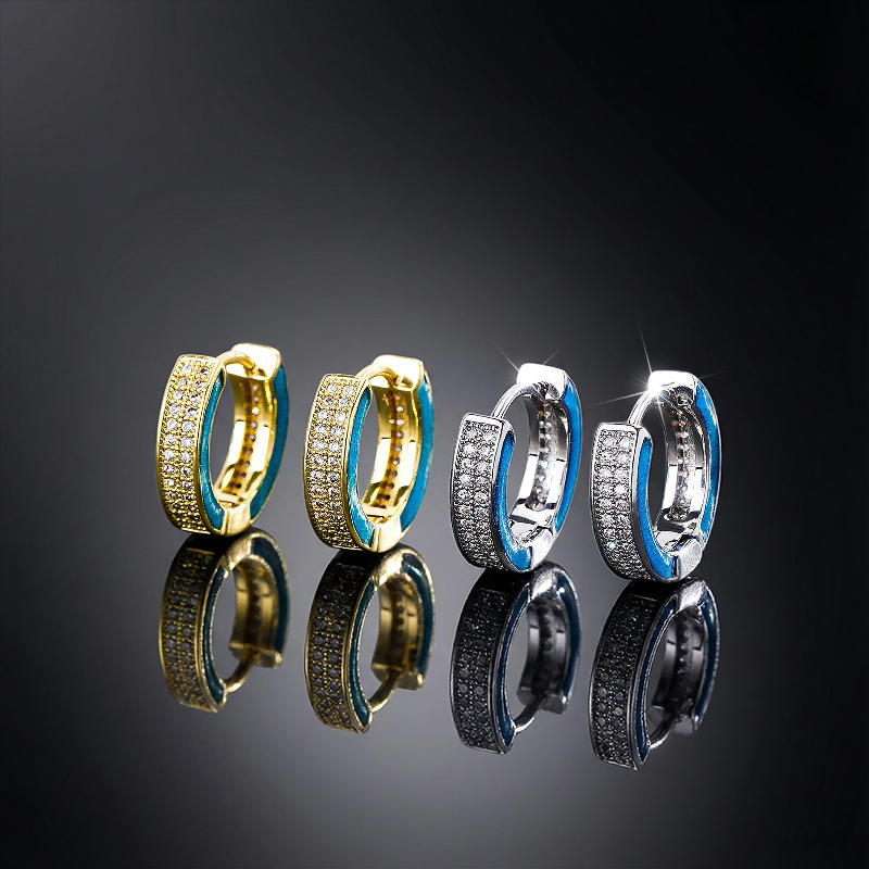 Aquamarine Enamel Glowing Hoop Earrings Aquamarine Enamel Glowing Hoop Earrings