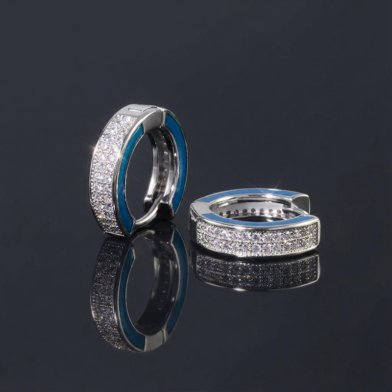 Aquamarine Enamel Glowing Hoop Earrings Aquamarine Enamel Glowing Hoop Earrings