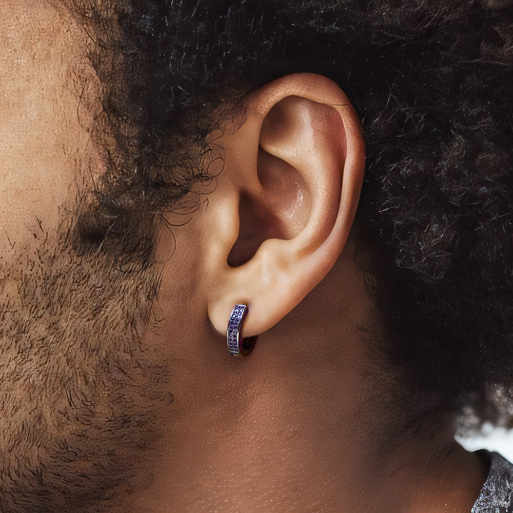 Purple Enamel Glowing Hoop Earrings