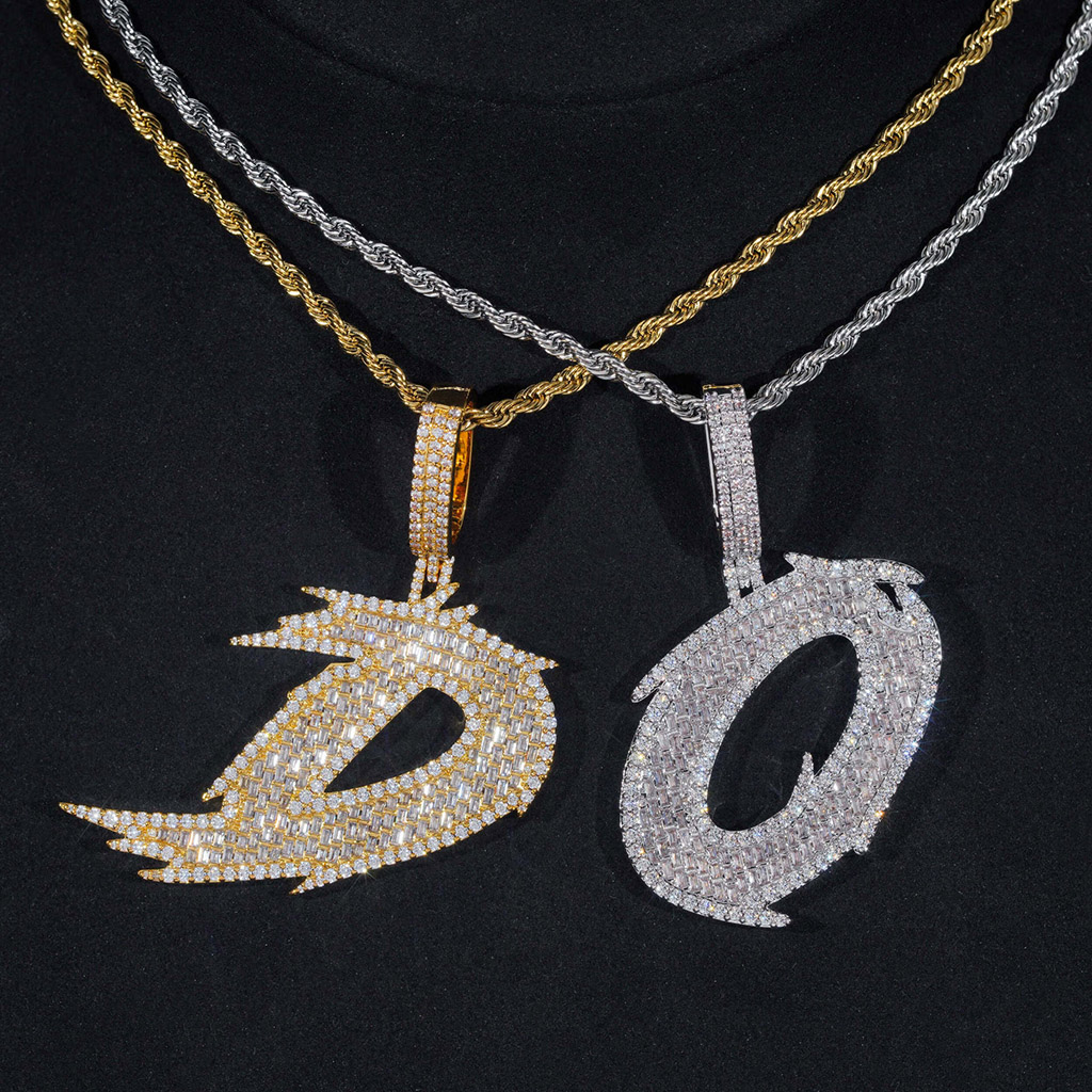 S925 Sterling Silver Moissanite Iced Out Letter Pendant S925 Sterling Silver Moissanite Iced Out Letter Pendant