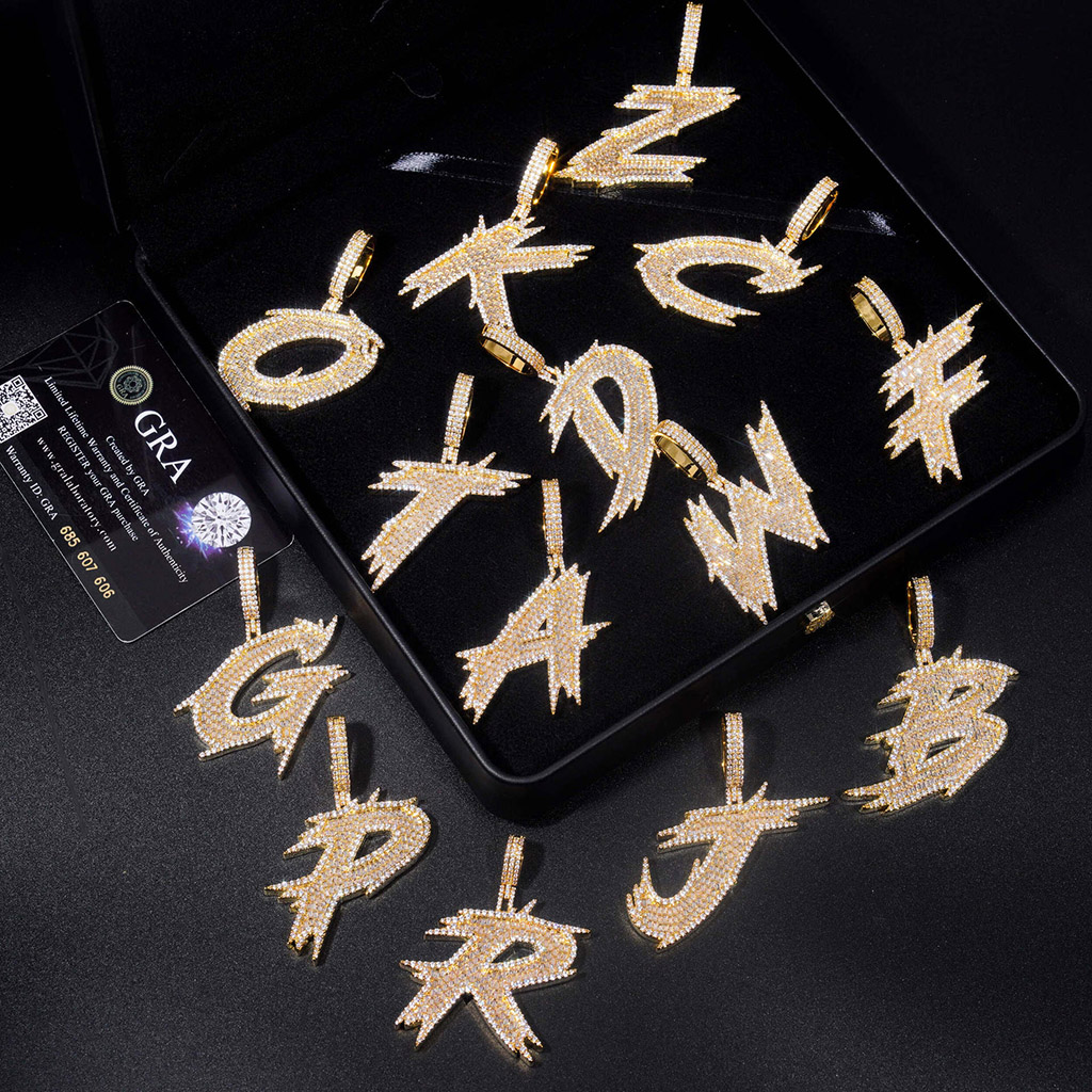 S925 Sterling Silver Moissanite Iced Out Letter Pendant S925 Sterling Silver Moissanite Iced Out Letter Pendant