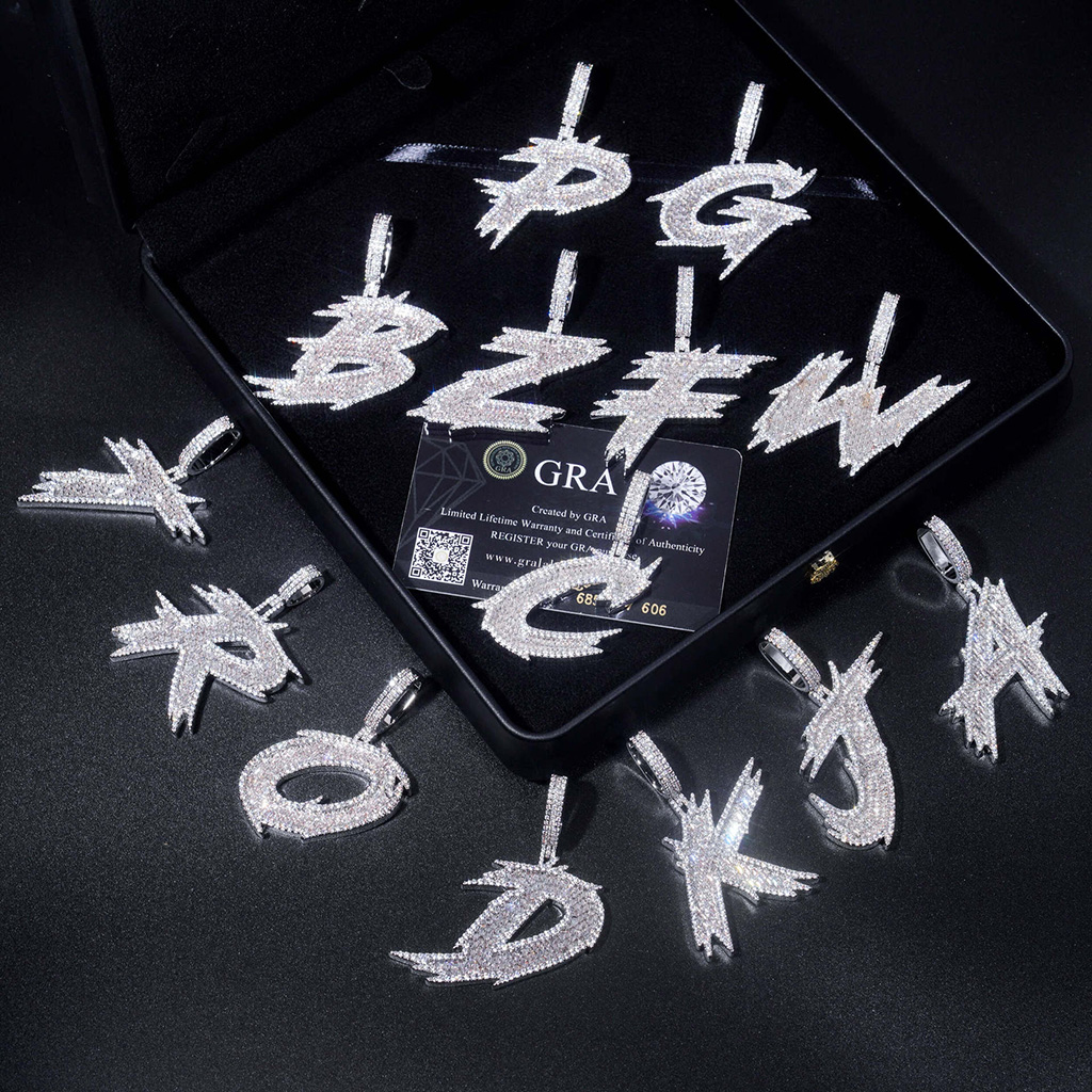 S925 Sterling Silver Moissanite Iced Out Letter Pendant S925 Sterling Silver Moissanite Iced Out Letter Pendant
