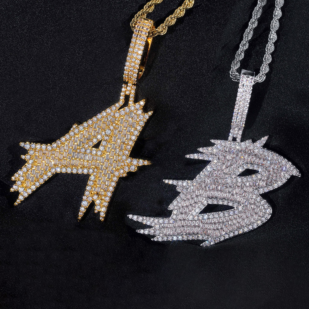 S925 Sterling Silver Moissanite Iced Out Letter Pendant S925 Sterling Silver Moissanite Iced Out Letter Pendant