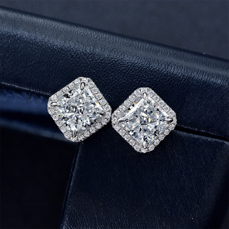 S925 Sterling Silver Moissanite Iced Out Claw Earrings