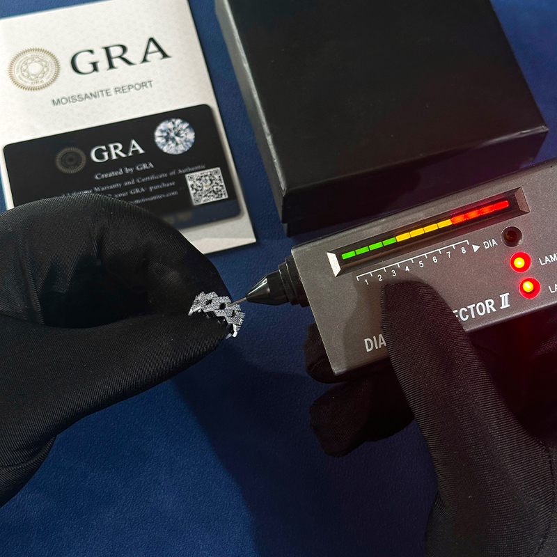 Moissanite 12mm Iced Prong Cuban Ring in S925 Silver Moissanite 12mm Iced Prong Cuban Ring in S925 Silver