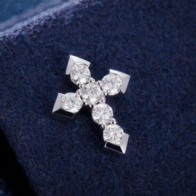 Moissanite Cross Stud Earrings in S925 Sterling Silver