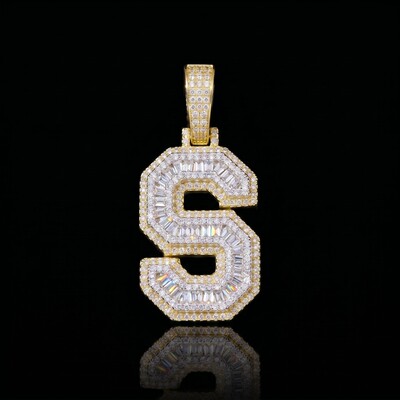 A-Z Baguette Cut Letter Pendant