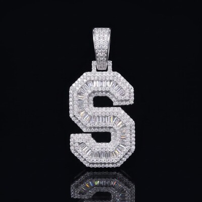 A-Z Baguette Cut Letter Pendant