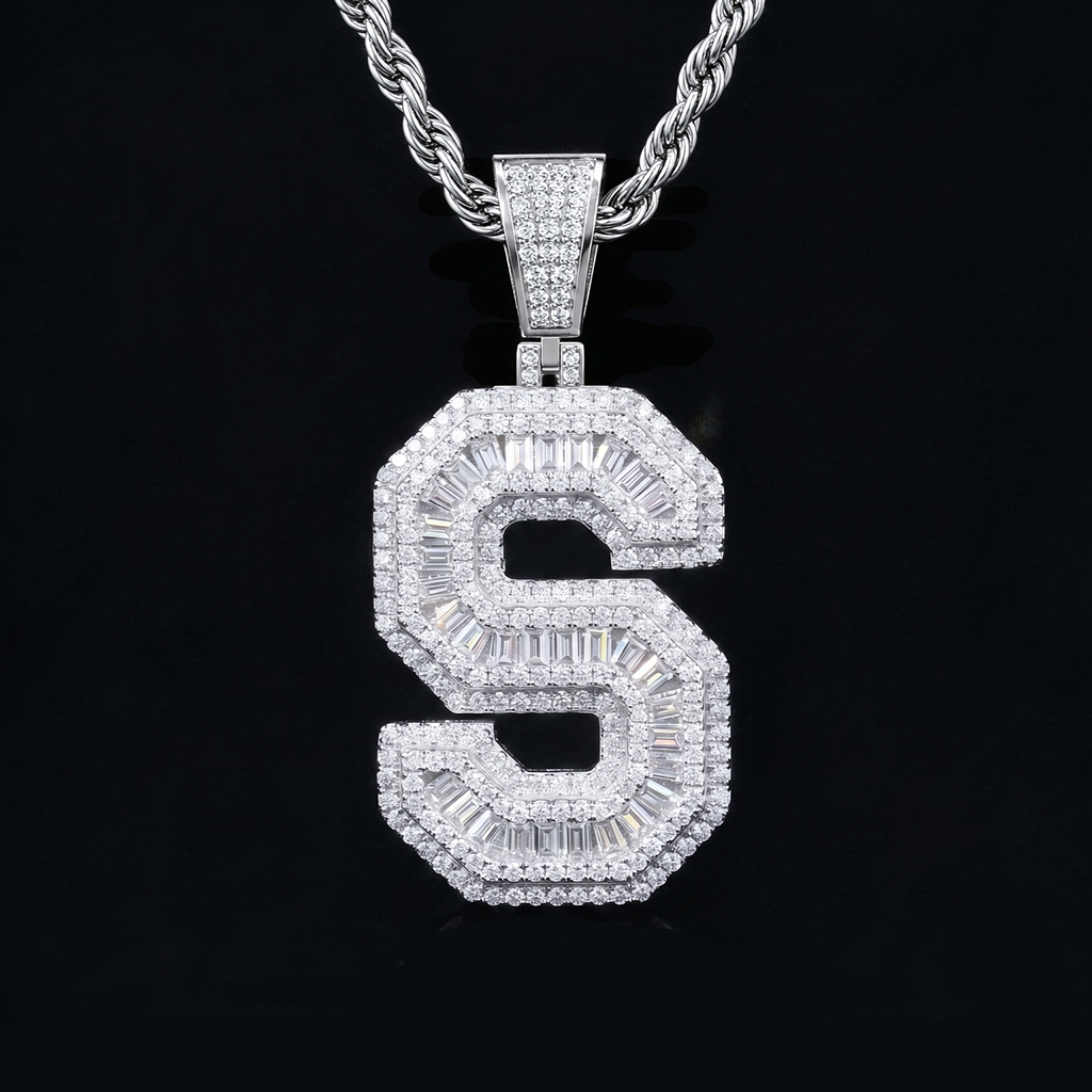 A-Z Baguette Cut Letter Pendant