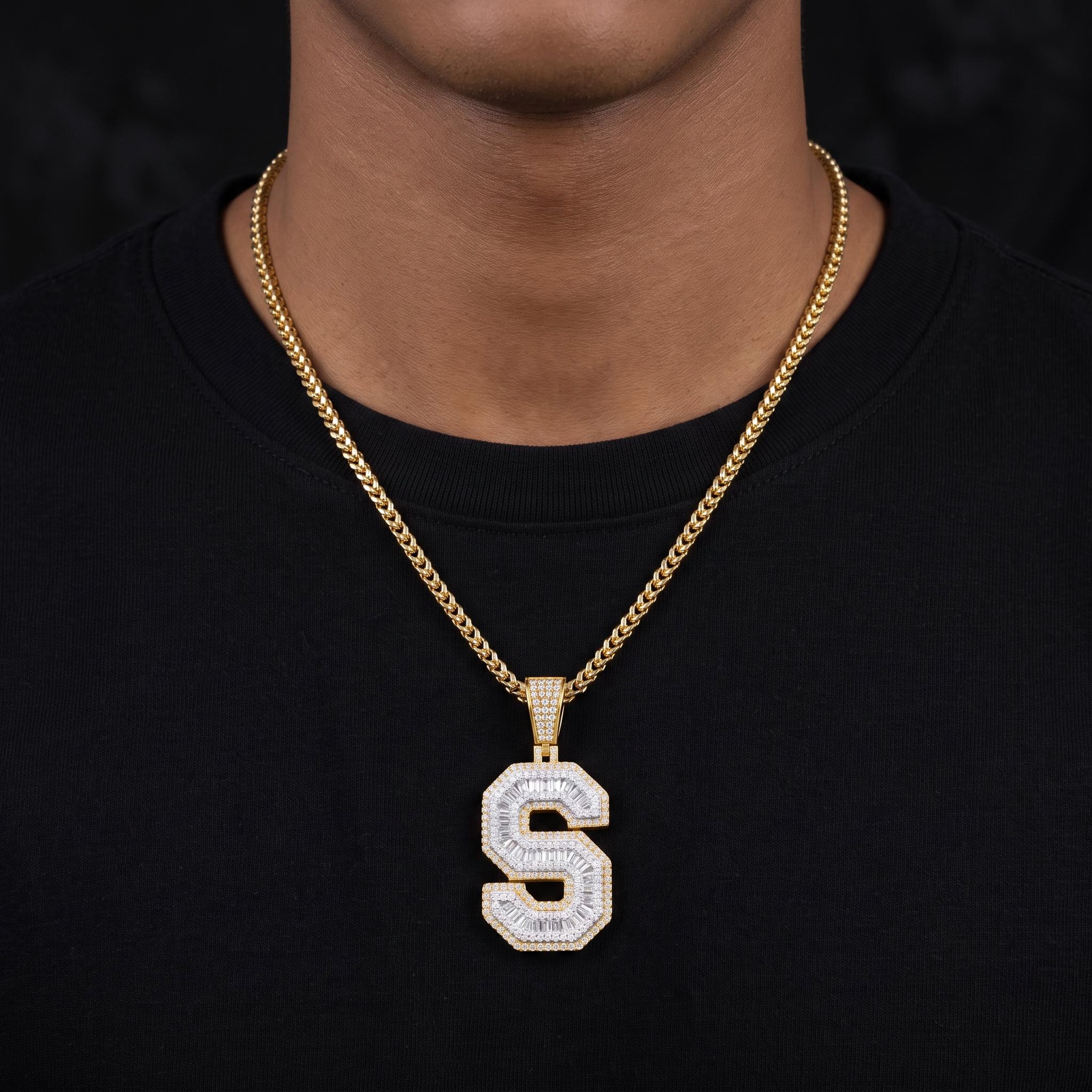 A-Z Baguette Cut Letter Pendant