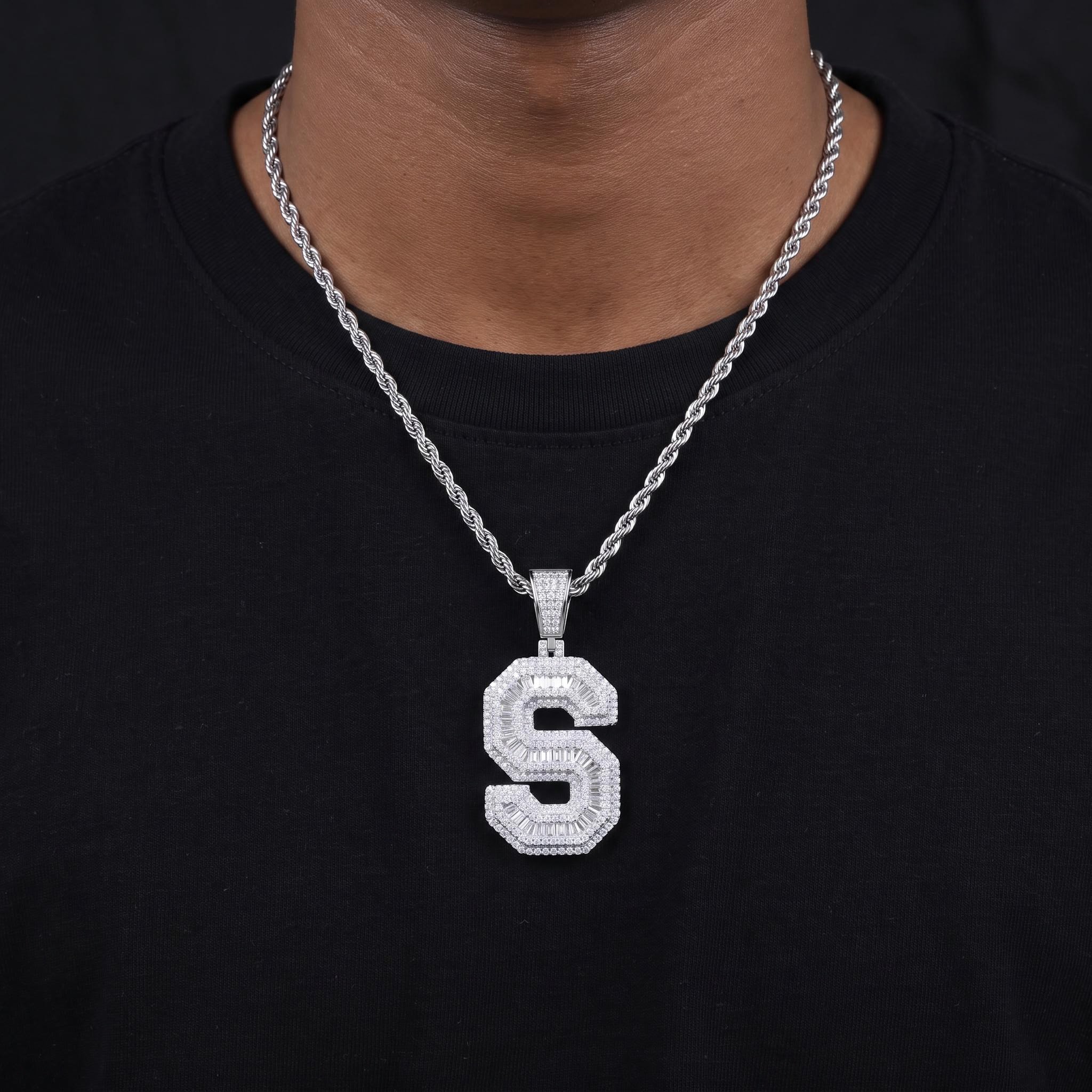 A-Z Baguette Cut Letter Pendant