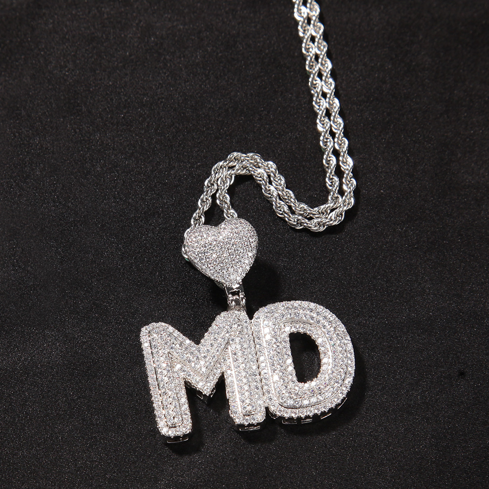 Iced Custom Name Heart Buckle Letters Pendant