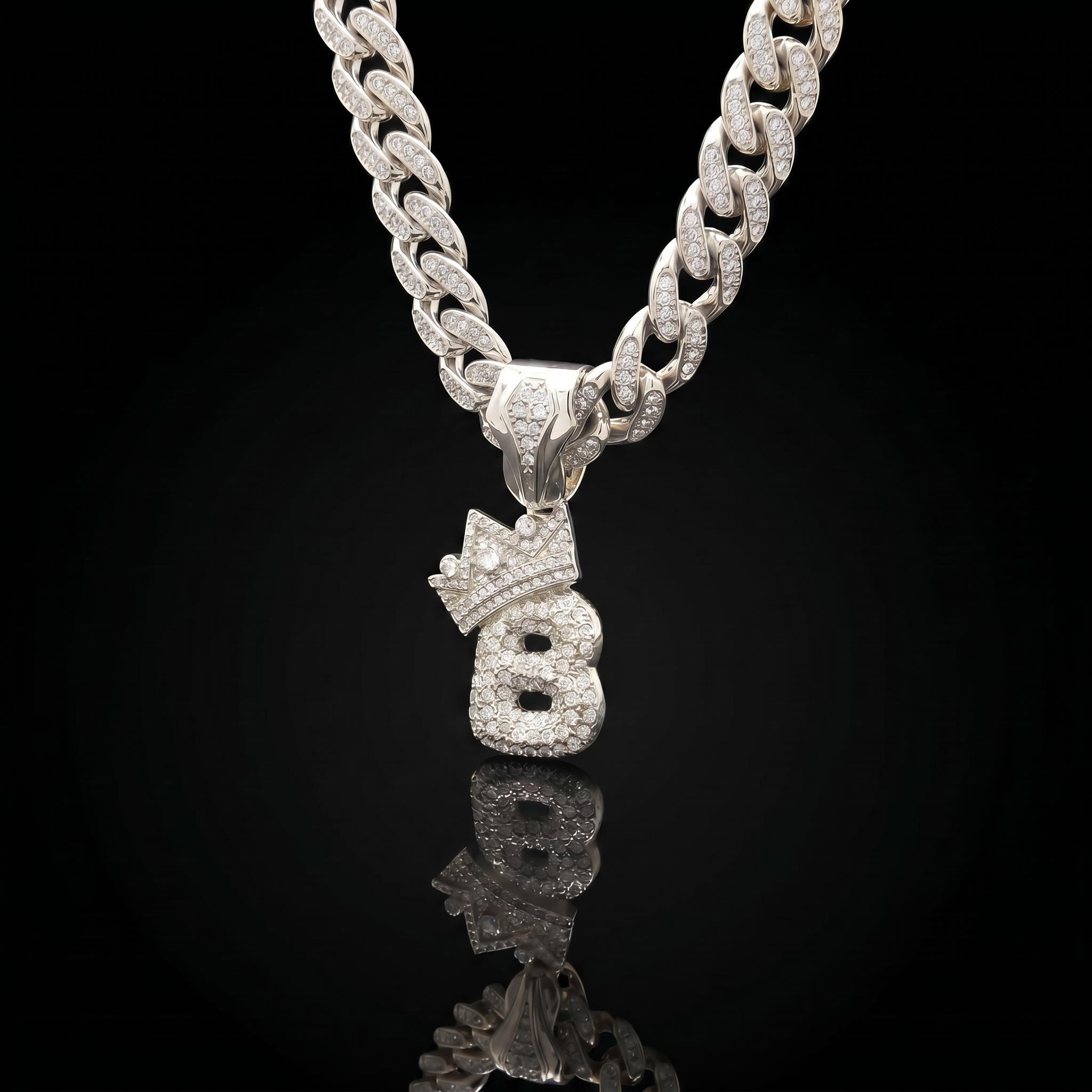 Iced Crown A-Z Letter Pendant Iced Crown A-Z Letter Pendant