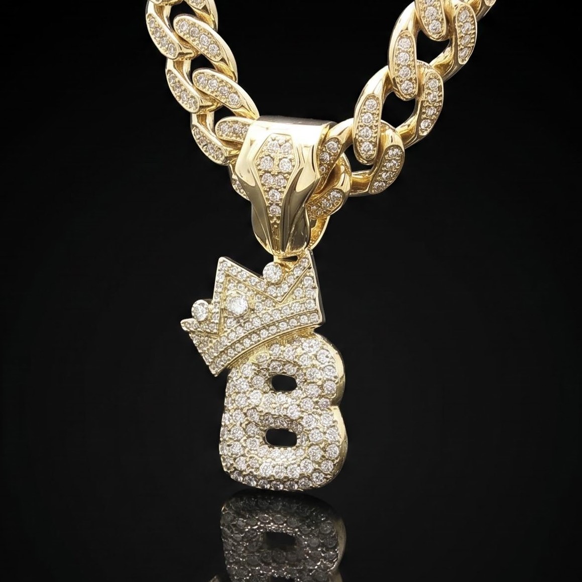 Iced Crown A-Z Letter Pendant Iced Crown A-Z Letter Pendant