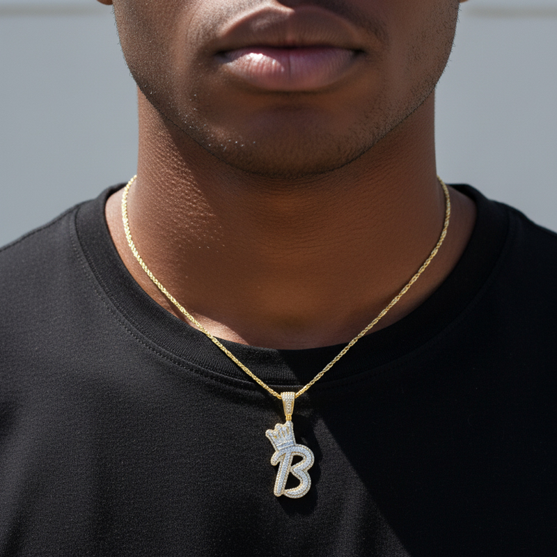 Iced A-Z Crown Letter Pendant Iced A-Z Crown Letter Pendant