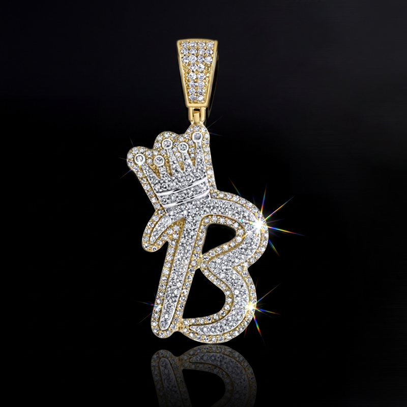 Iced A-Z Crown Letter Pendant Iced A-Z Crown Letter Pendant