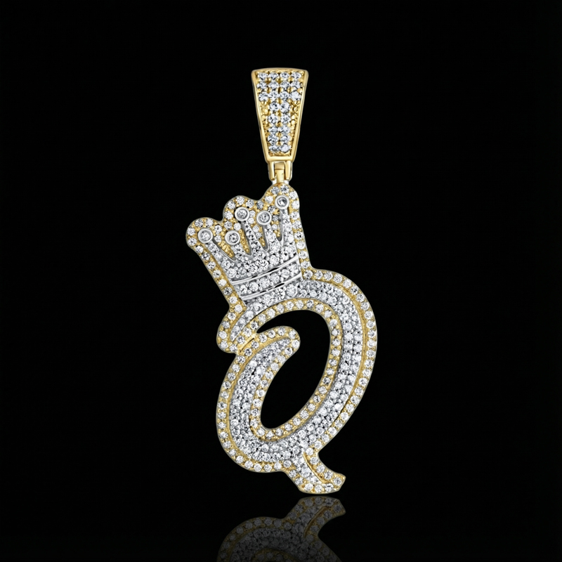Iced A-Z Crown Letter Pendant Iced A-Z Crown Letter Pendant