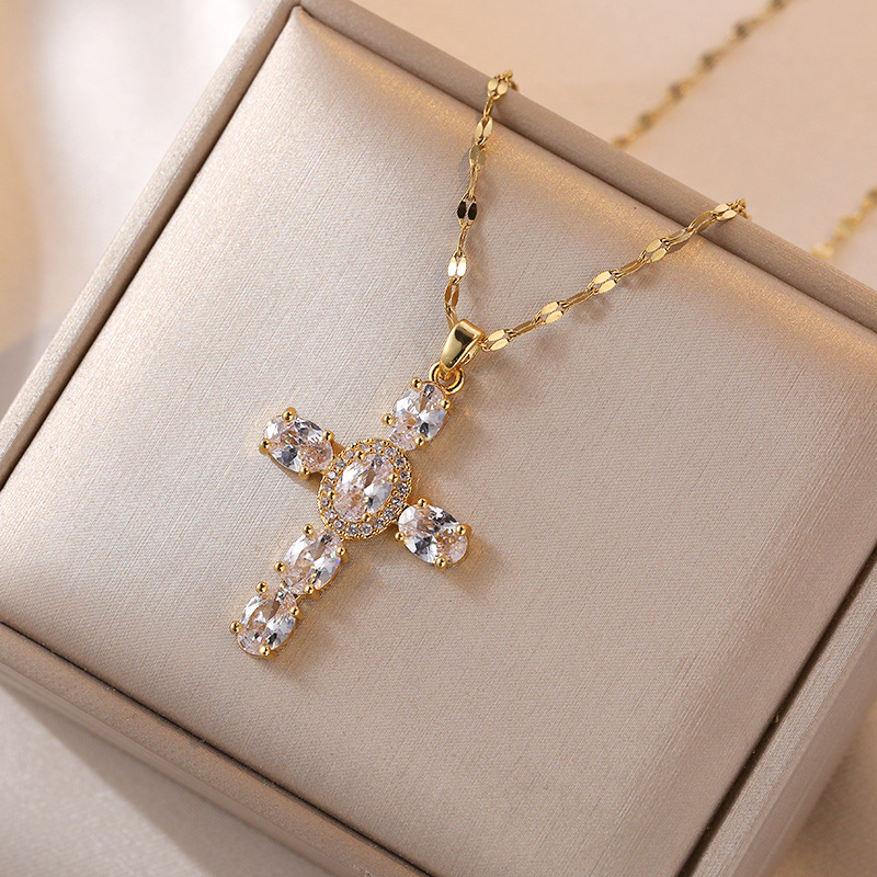 Oval Cut Cross Pendant