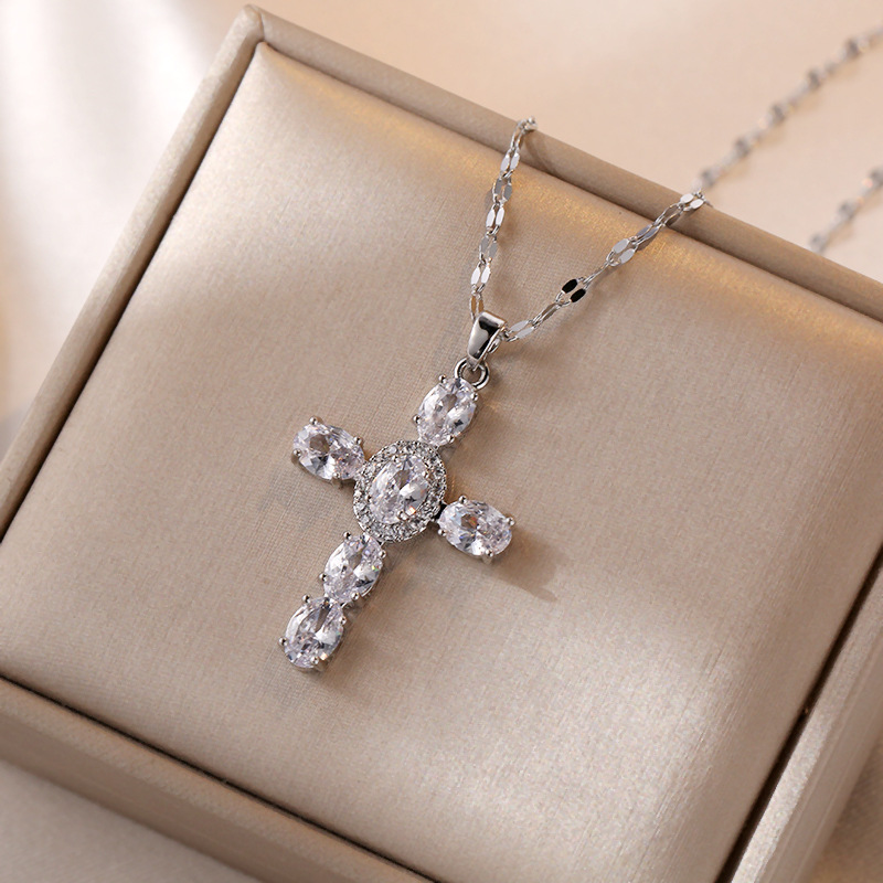 Oval Cut Cross Pendant