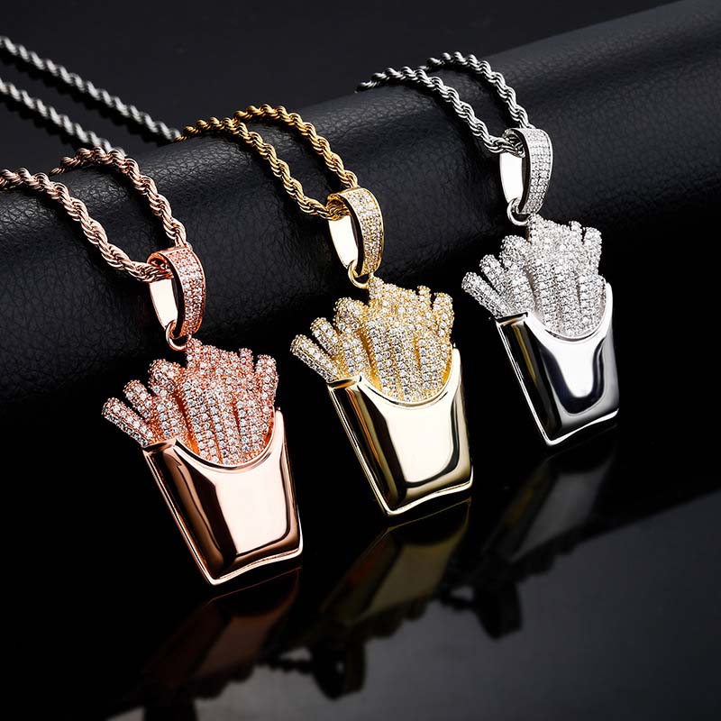 Iced Out French Fries Pendant for Men