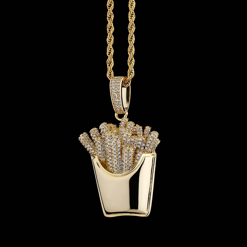 Iced Out French Fries Pendant for Men