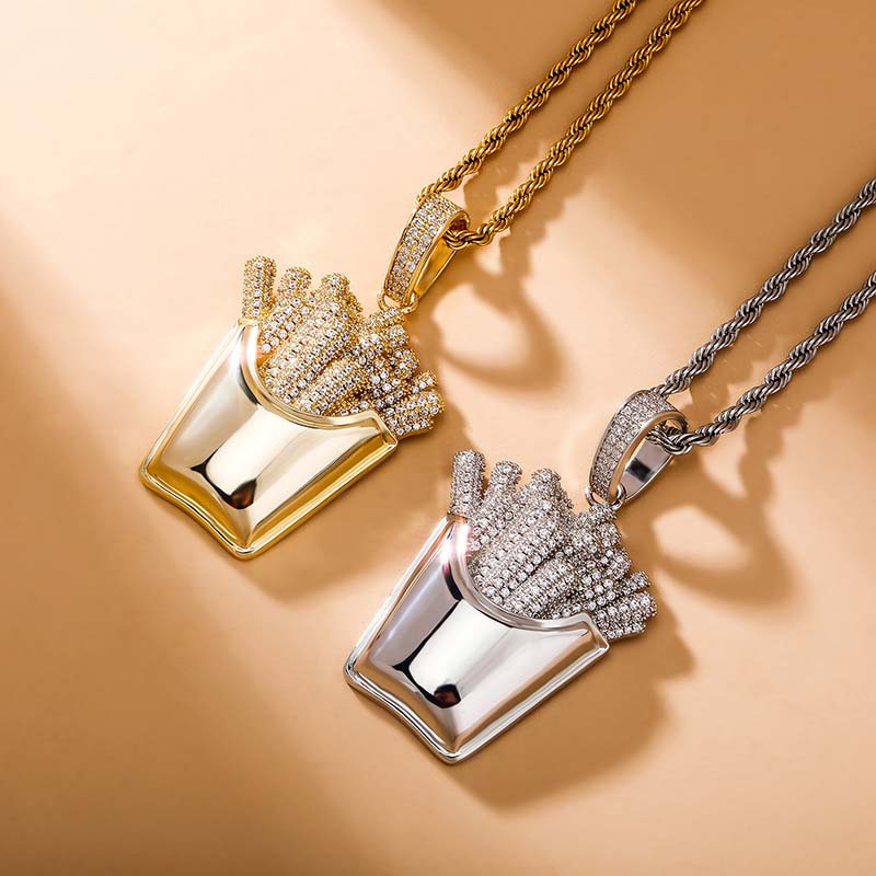 Iced Out French Fries Pendant for Men