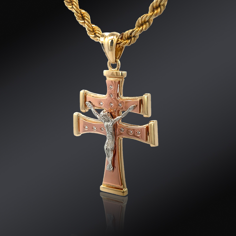 Iced Out Lorraine Cross Jesus Pendant