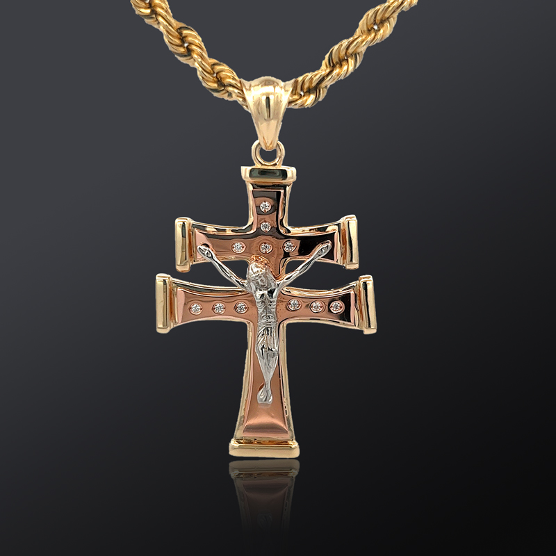 Iced Out Lorraine Cross Jesus Pendant