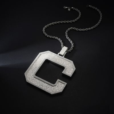 Iced A-Z Initials Letters Pendants in White Gold