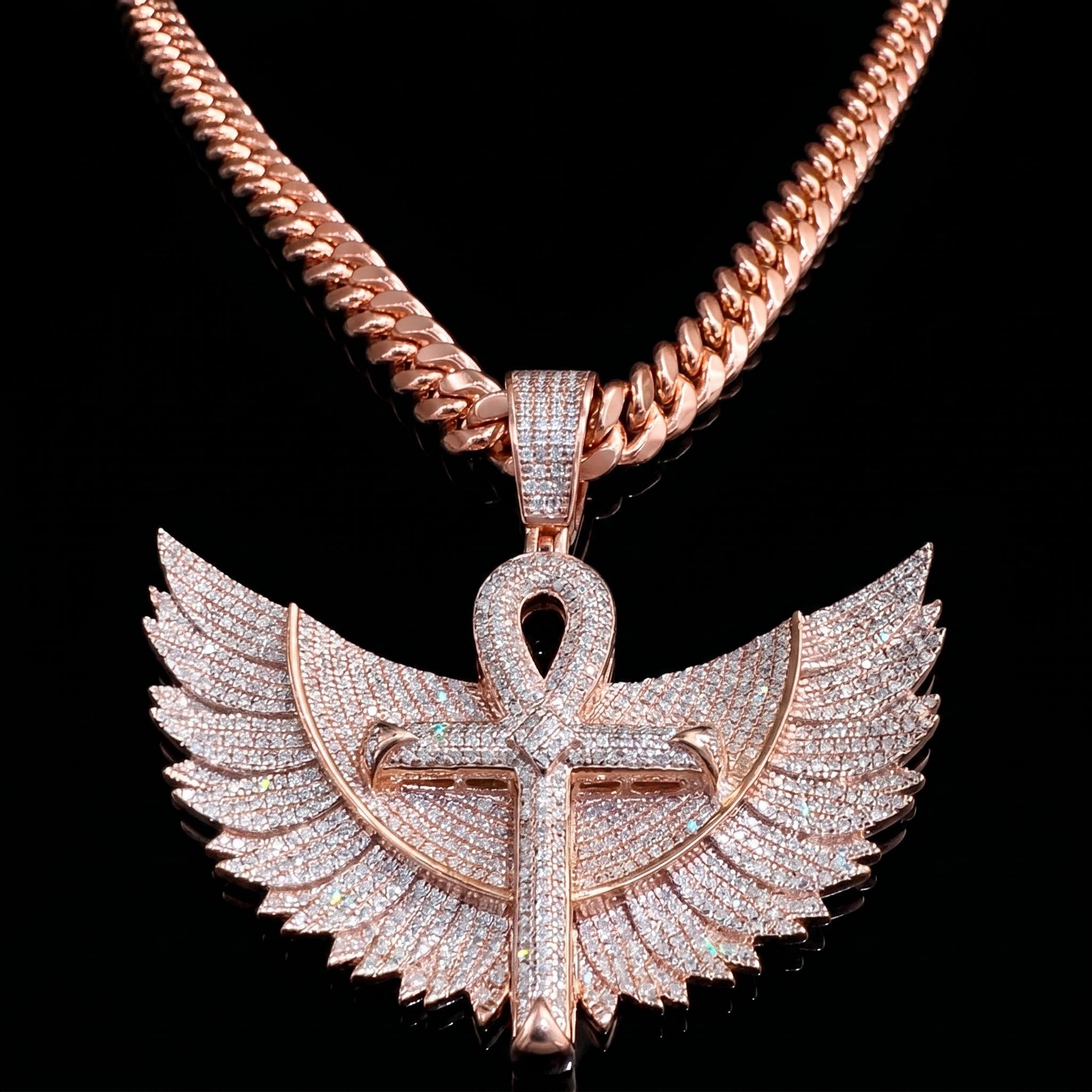 Iced Out Wings Ankh Pendant Iced Out Wings Ankh Pendant