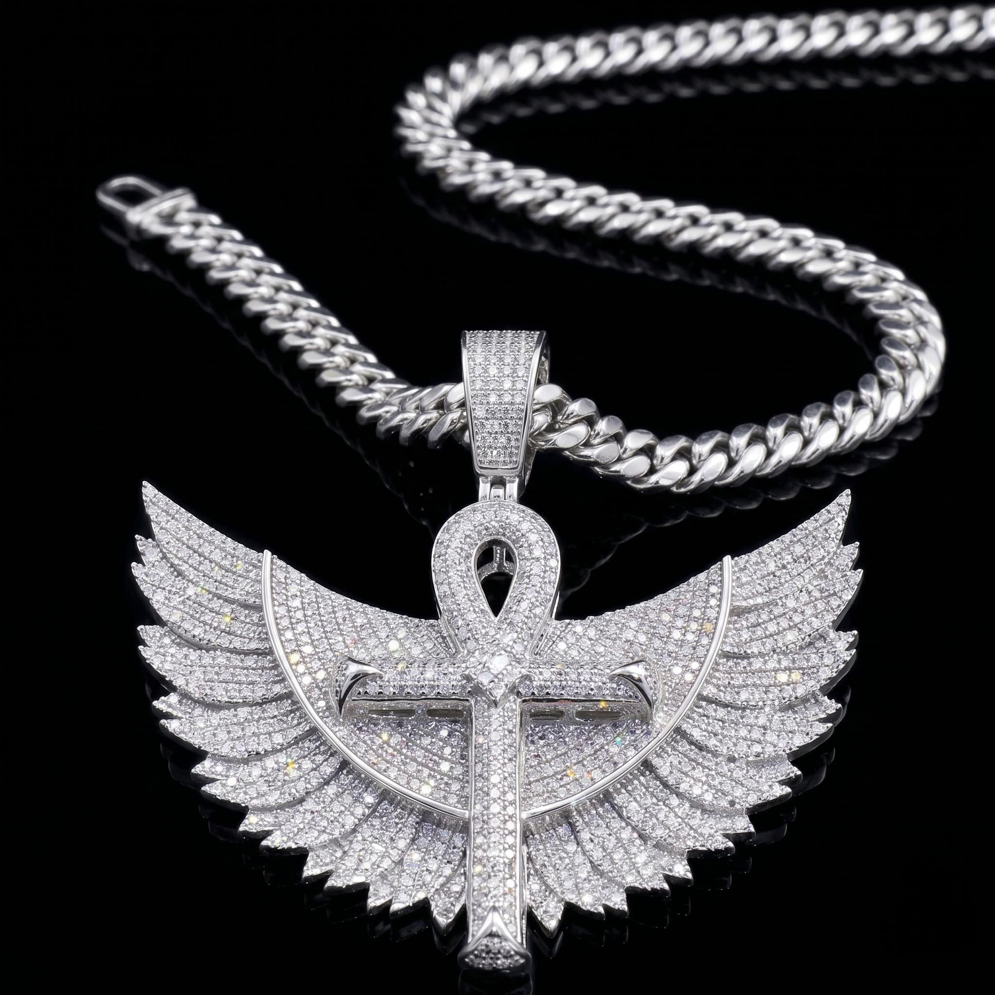 Iced Out Wings Ankh Pendant Iced Out Wings Ankh Pendant