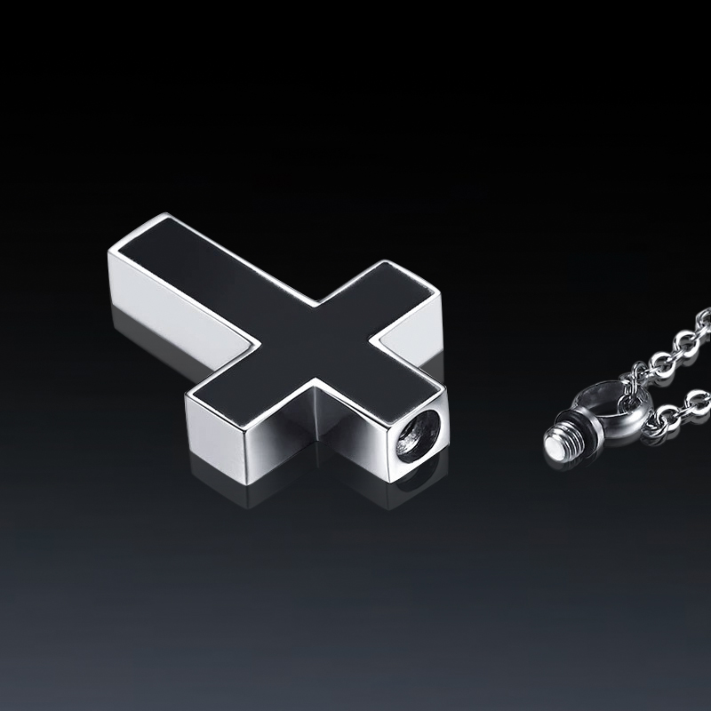 Black Cross Memorial Urn Pendant