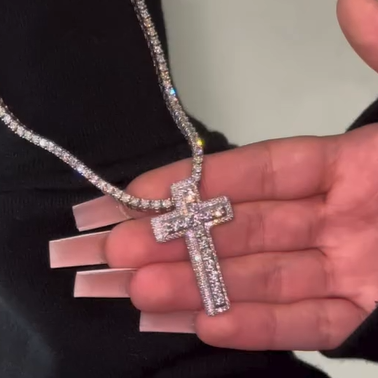 Iced Out Double Cross Pendant