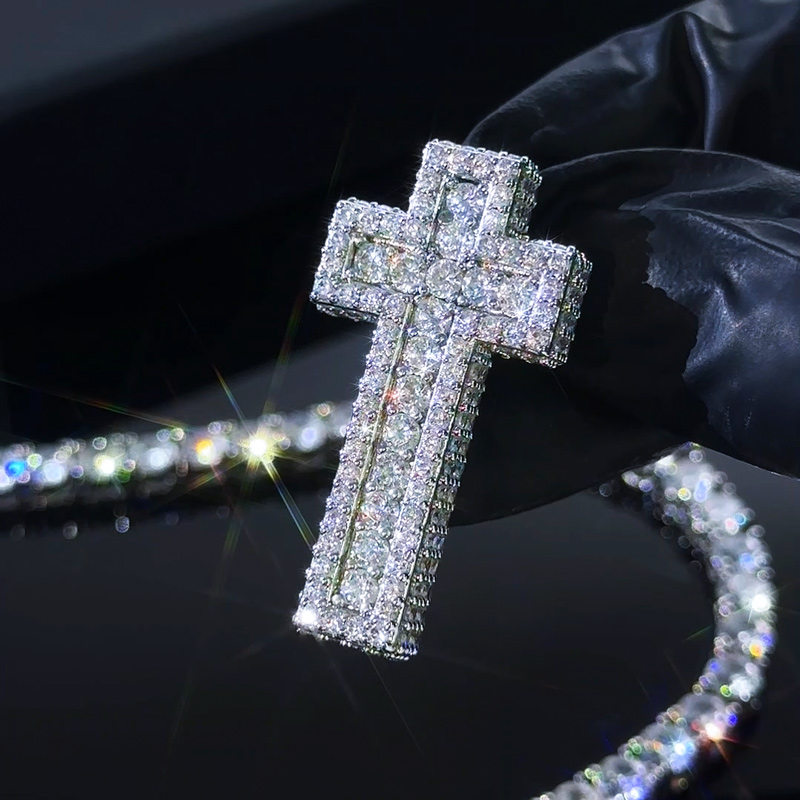 Iced Out Double Cross Pendant