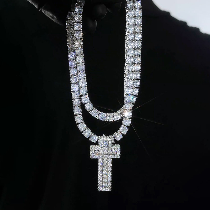 Iced Out Double Cross Pendant