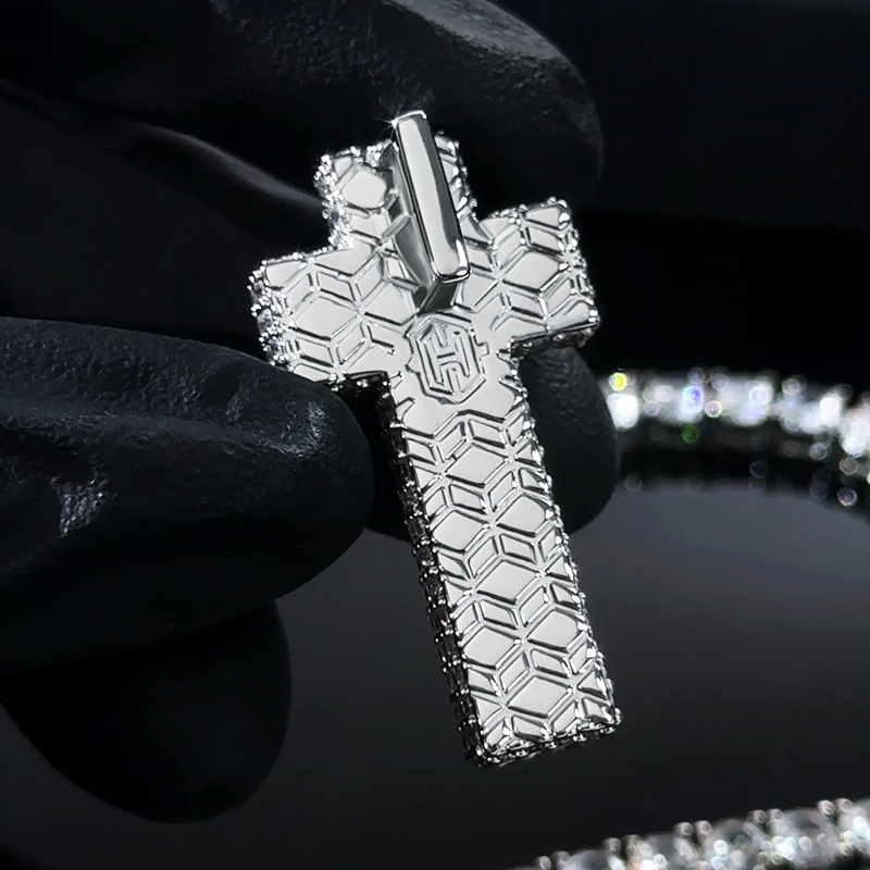 Iced Out Double Cross Pendant