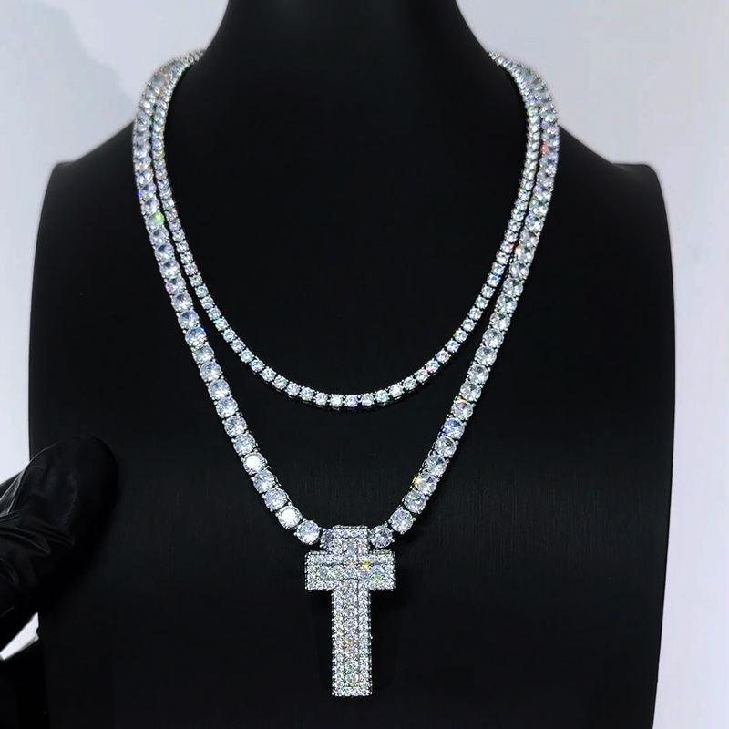 Iced Out Double Cross Pendant