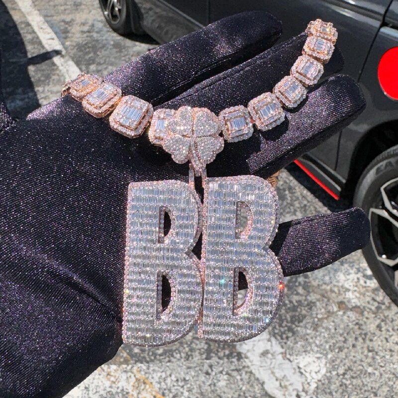 Four Leaf Clover Buckle Custom Letters Pendant