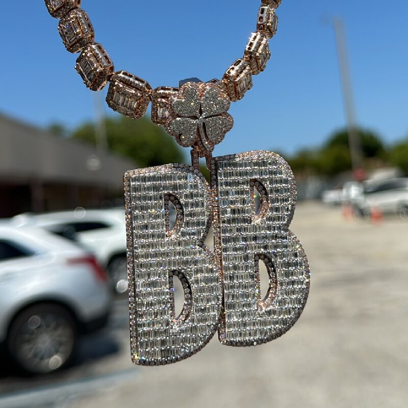 Four Leaf Clover Buckle Custom Letters Pendant