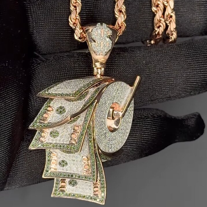 Hundred Dollar Bill Roll Pendant